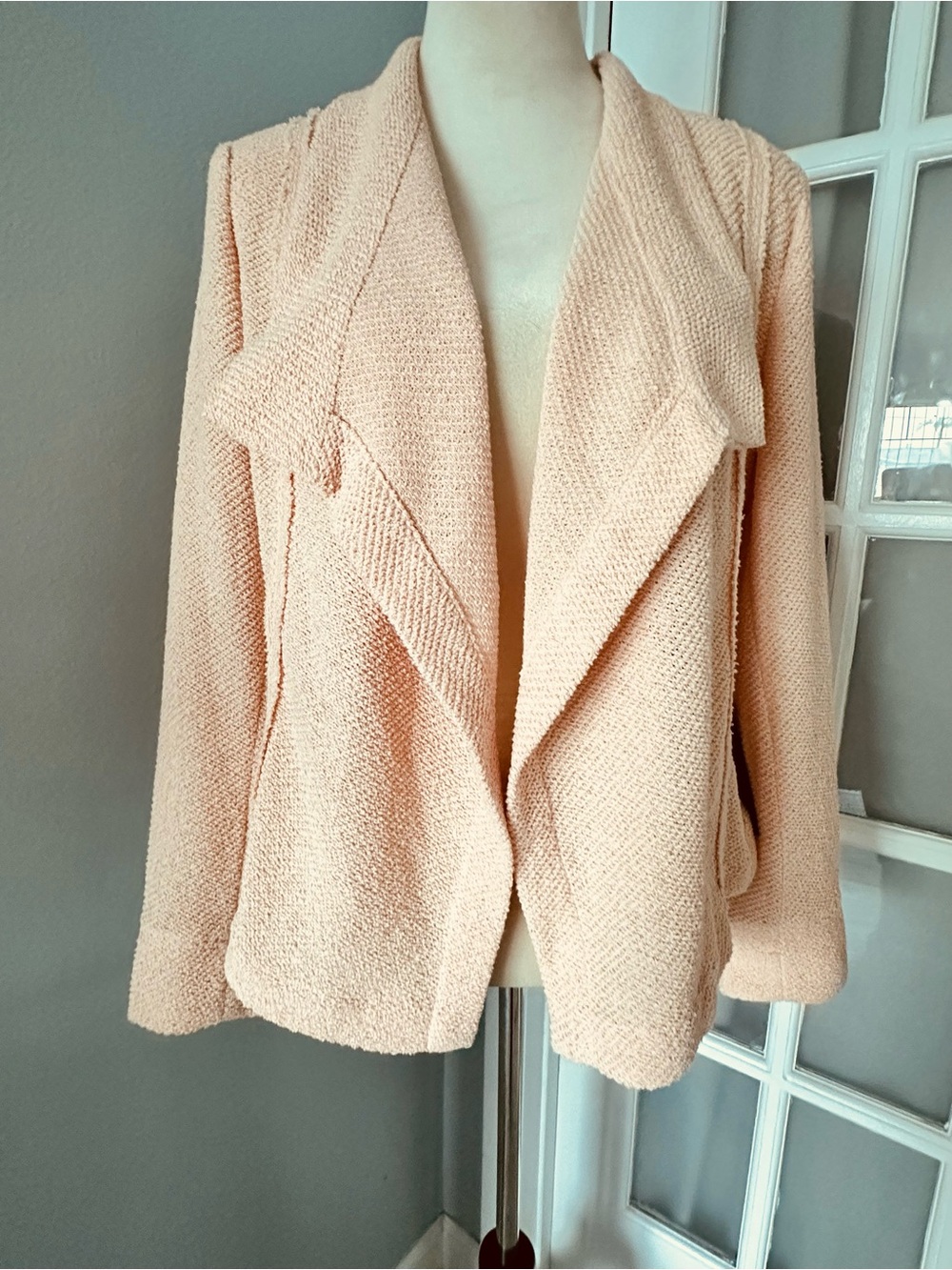 Donna Karan Peach Knit Open-Front Blazer